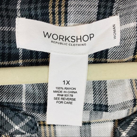 Workshop Plaid Long Sleeve Boyfriend Shirt Plus Size 1X NWT - Picture 8 of 9